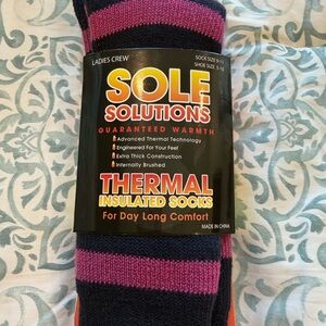 Ladies Crew Thermal Socks - Black and Pink